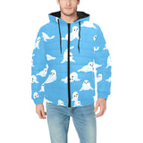 Cute sea lion seal pattern background Men's Padded Hooded Jacket