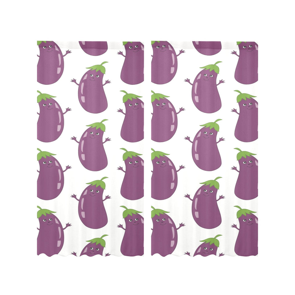Eggplant Pattern Print Design 01 Gauze Curtain