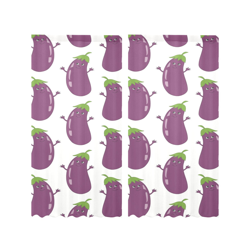 Eggplant Pattern Print Design 01 Gauze Curtain