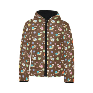 Snail Pattern Print Design 03 Kids' Boys' Girls' Padded Hooded Jacket