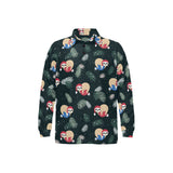 Cute sloths sleeping christmas ball santa hat patt Men's Long Sleeve Polo Shirt