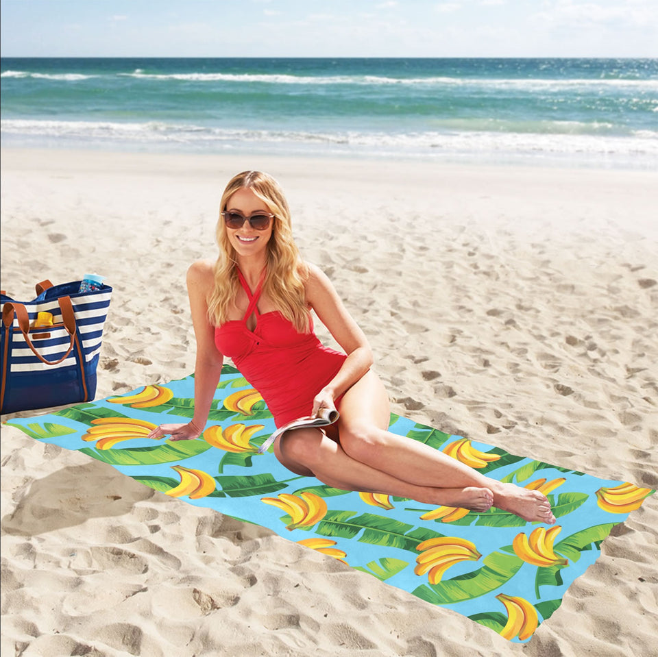banana leaves banana design pattern Beach Towel