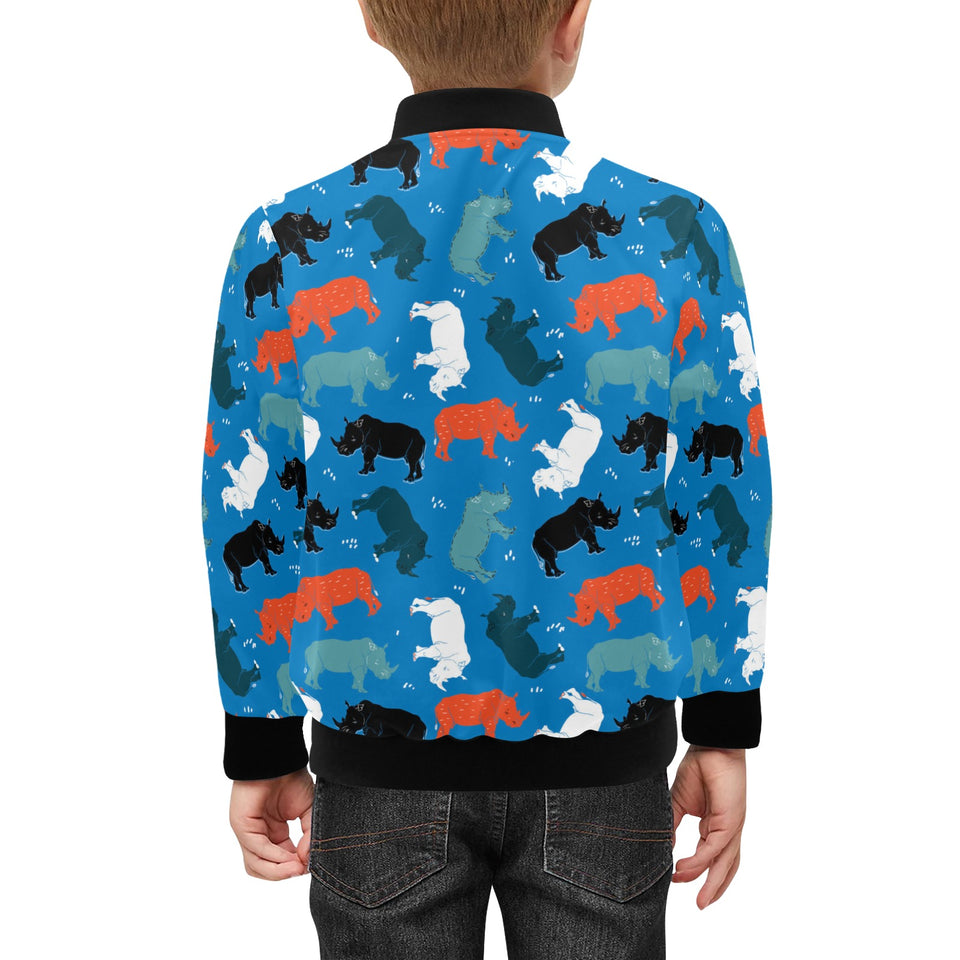 Colorful rhino pattern Kids' Boys' Girls' Bomber Jacket