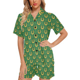 Horseshoes Pattern Print Design 05 Women's V-Neck Short Pajama Set