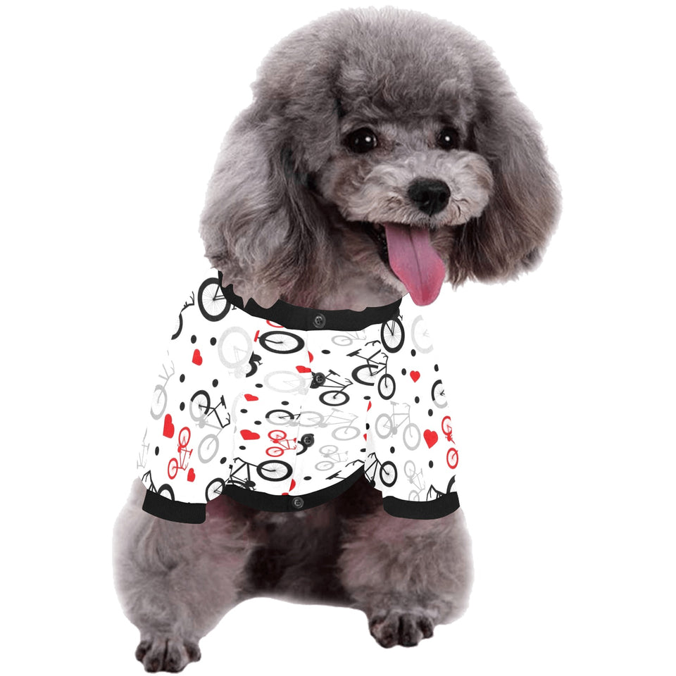 Bicycle Pattern Print Design 04 All Over Print Pet Dog Round Neck Fuzzy Shirt