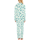 Green ginkgo leaves pattern Women's Long Pajama Set