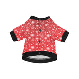 Snowflake pattern red background All Over Print Pet Dog Round Neck Fuzzy Shirt