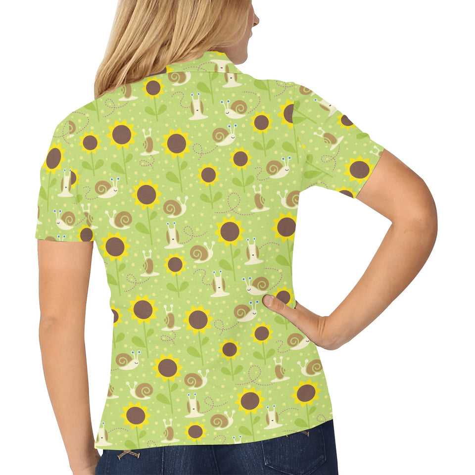 Snail Pattern Print Design 01 Women's All Over Print Polo Shirt
