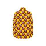 Daruma japanese wooden doll yellow background Women's Long Sleeve Polo Shirt