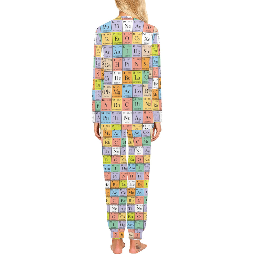 Chemistry Periodic Table Pattern Print Design 01 Women's All Over Print Pajama Set
