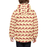 Greyhound Pattern Print Design 04 Kids' Boys' Girls' Padded Hooded Jacket