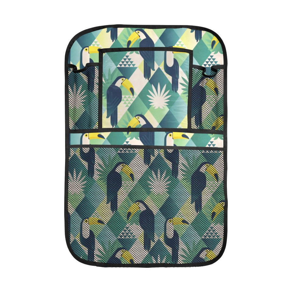 Toucan tropical leaves design pattern Car Seat Back Organizer