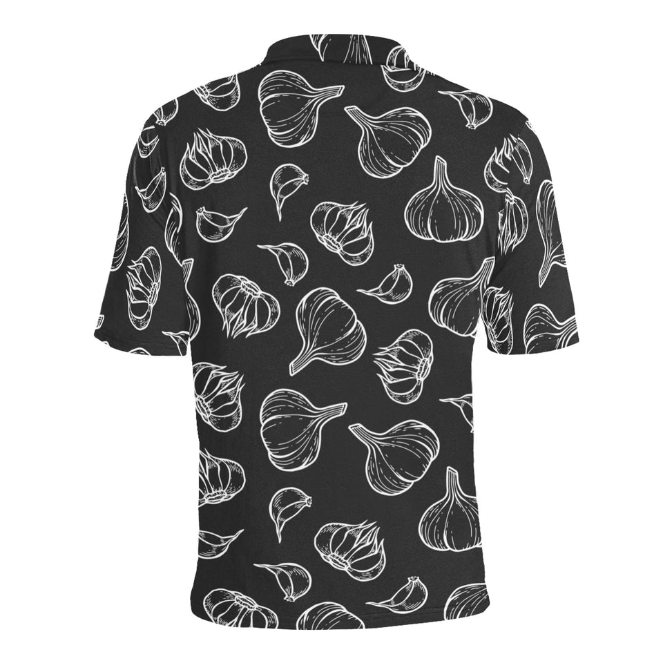 Garlic pattern black background Men's All Over Print Polo Shirt