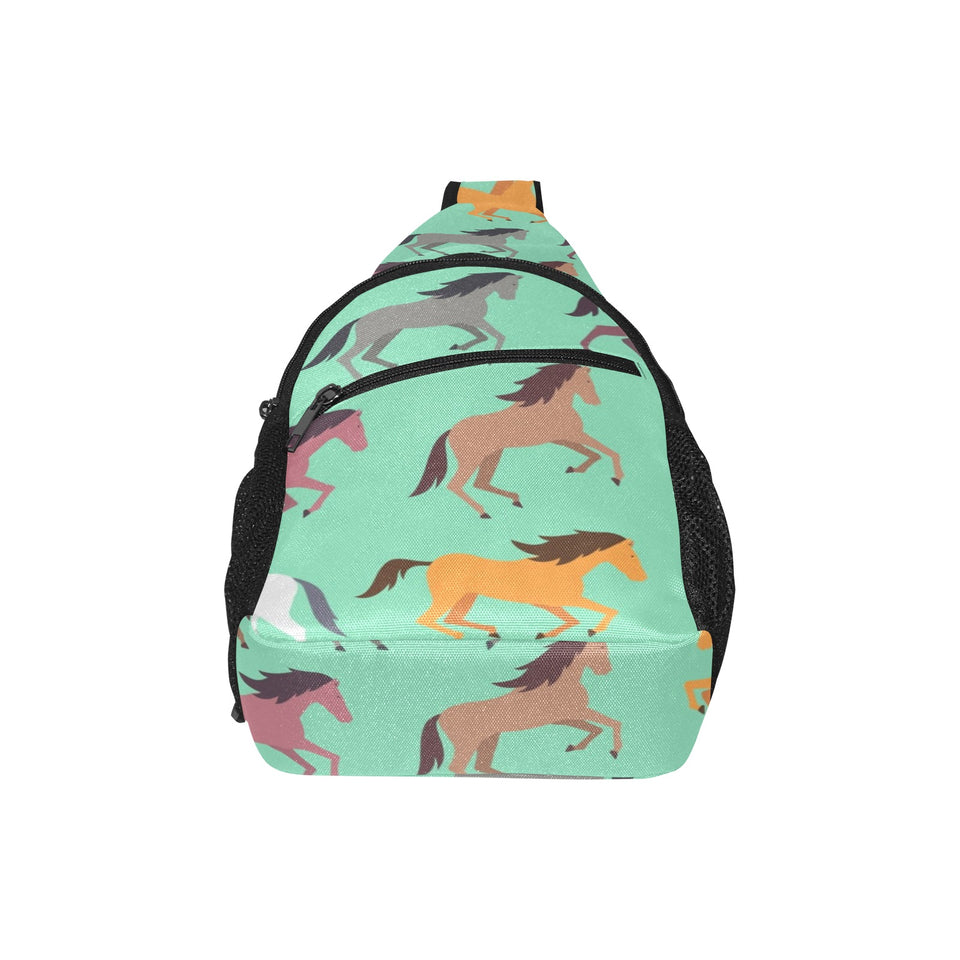 Colorful horses pattern All Over Print Chest Bag