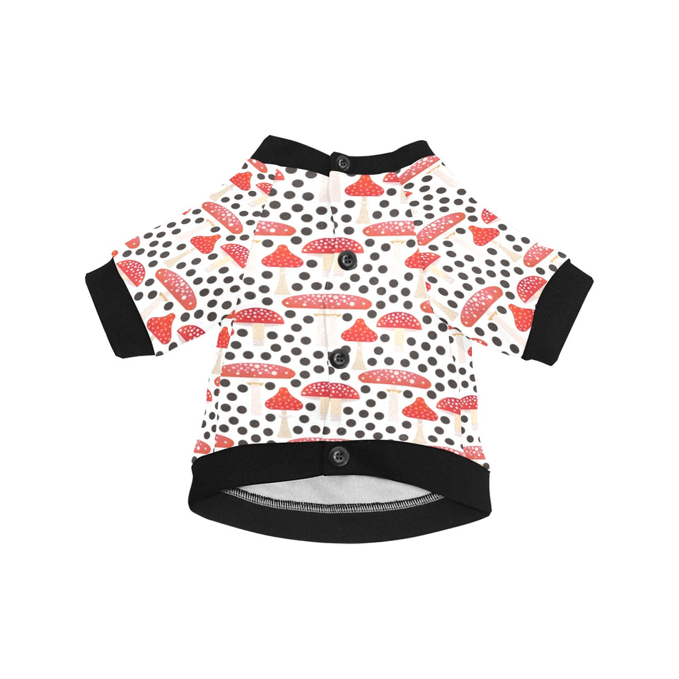 Red mushroom dot pattern All Over Print Pet Dog Round Neck Fuzzy Shirt