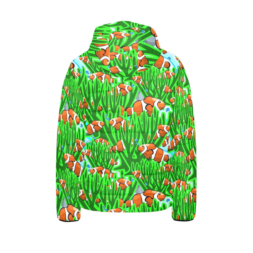 Clown Fish Pattern Print Design 01 Kids' Boys' Girls' Padded Hooded Jacket
