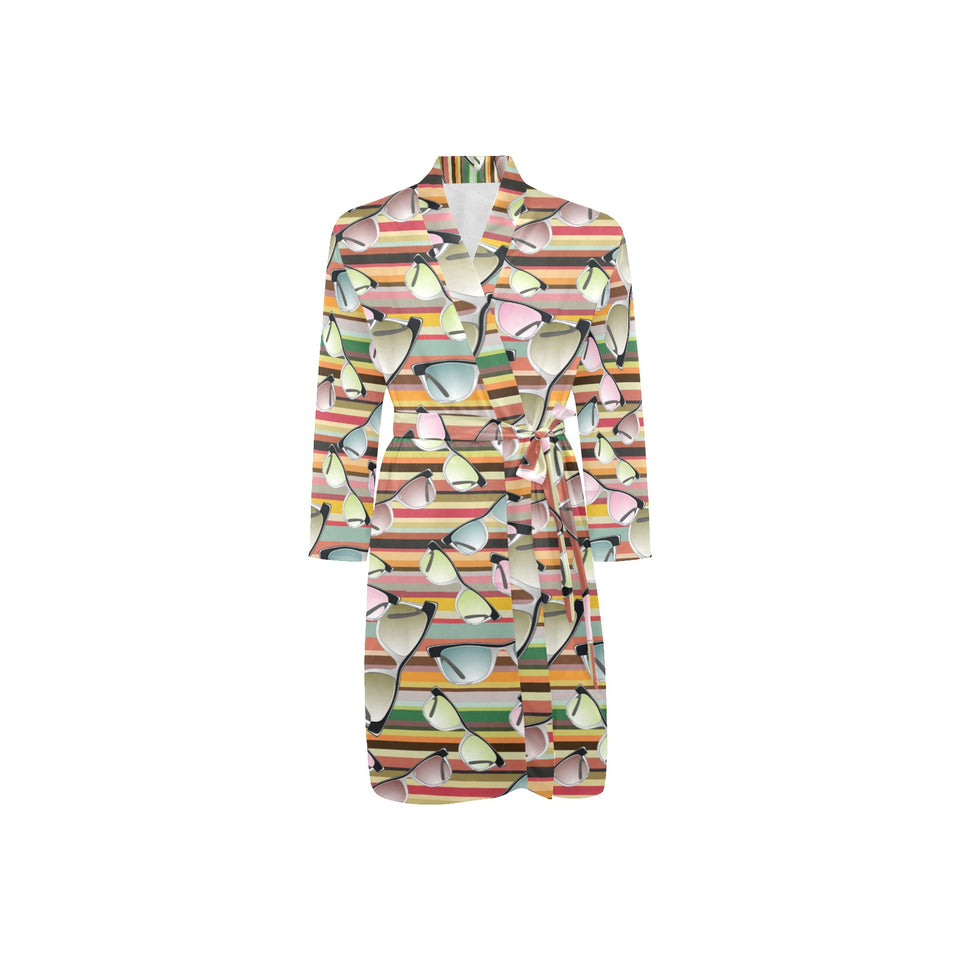 Sun Glasses Pattern Print Design 02 Men's Long Sleeve Belted Night Robe