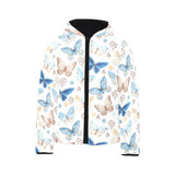 blue butterfly pattern Kids' Boys' Girls' Padded Hooded Jacket