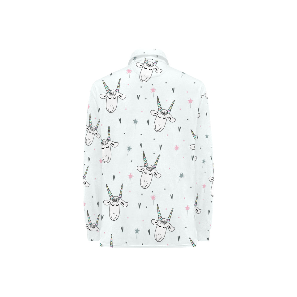 Cute goat design pattern Women's Long Sleeve Polo Shirt