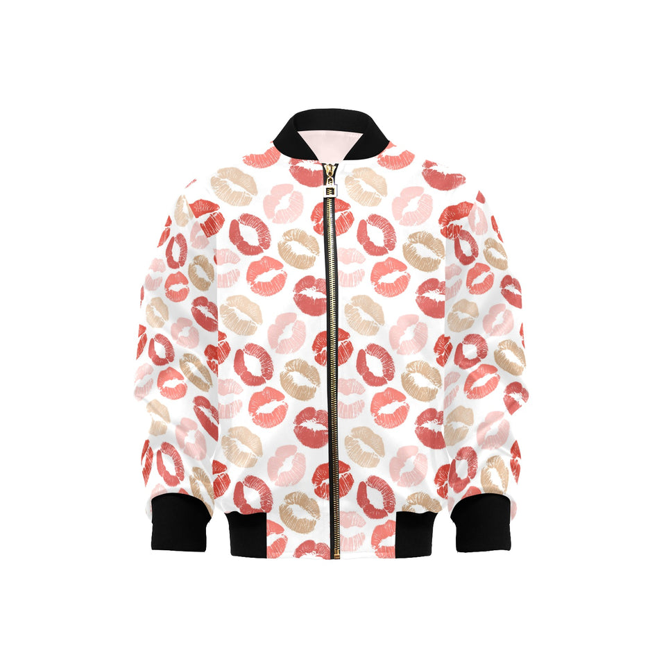 Lips Pattern Print Design 04 Kids' Boys' Girls' Bomber Jacket