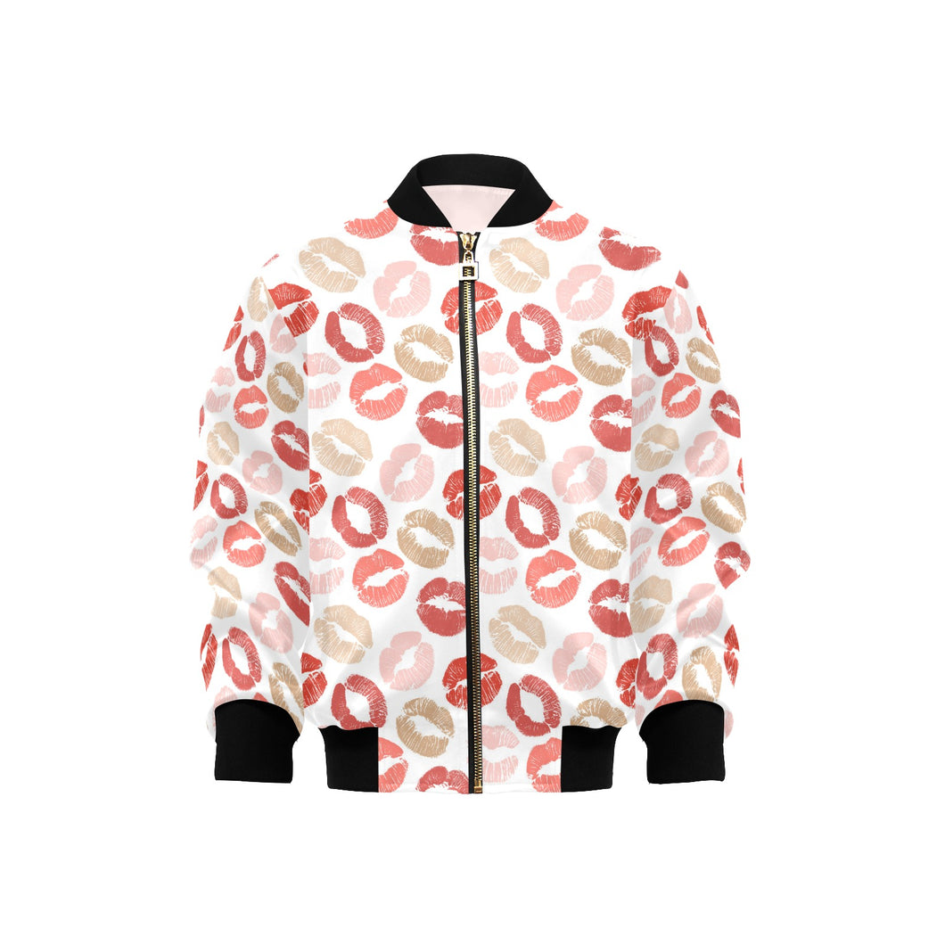 Lips Pattern Print Design 04 Kids' Boys' Girls' Bomber Jacket