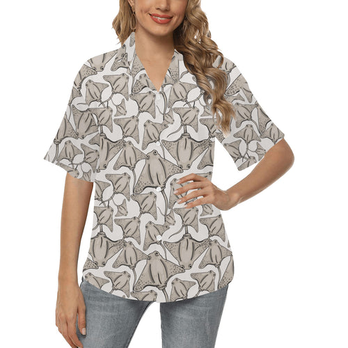Stingray Pattern Print Design 05 Women's All Over Print Hawaiian Shirt