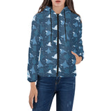 Stingray Pattern Print Design 04 Women's Padded Hooded Jacket