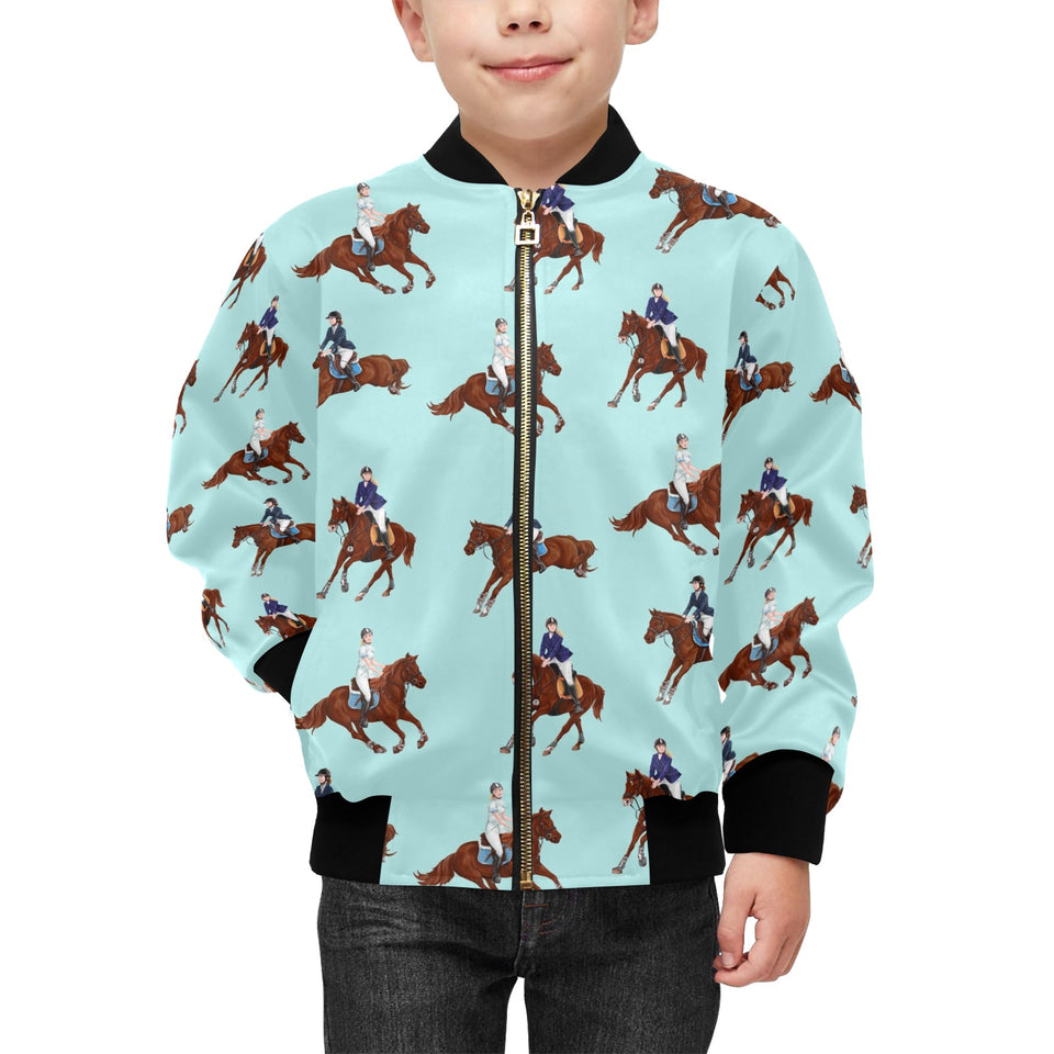 Horses running horses rider pattern Kids' Boys' Girls' Bomber Jacket