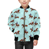 Horses running horses rider pattern Kids' Boys' Girls' Bomber Jacket