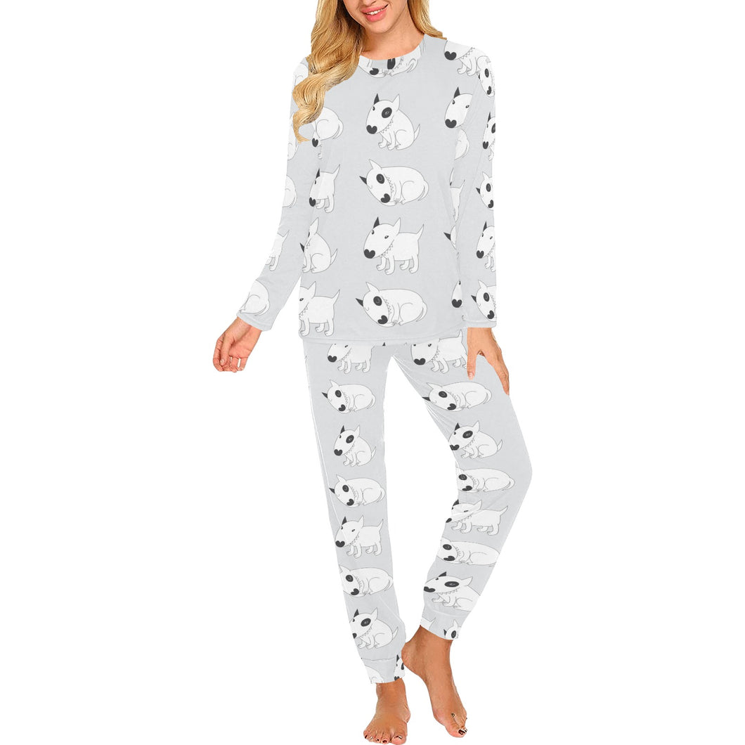 Bull Terrier Pattern Print Design 01 Women's All Over Print Pajama Set