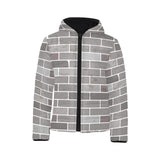 Brick Printed Pattern Print Design 05 Kids' Boys' Girls' Padded Hooded Jacket