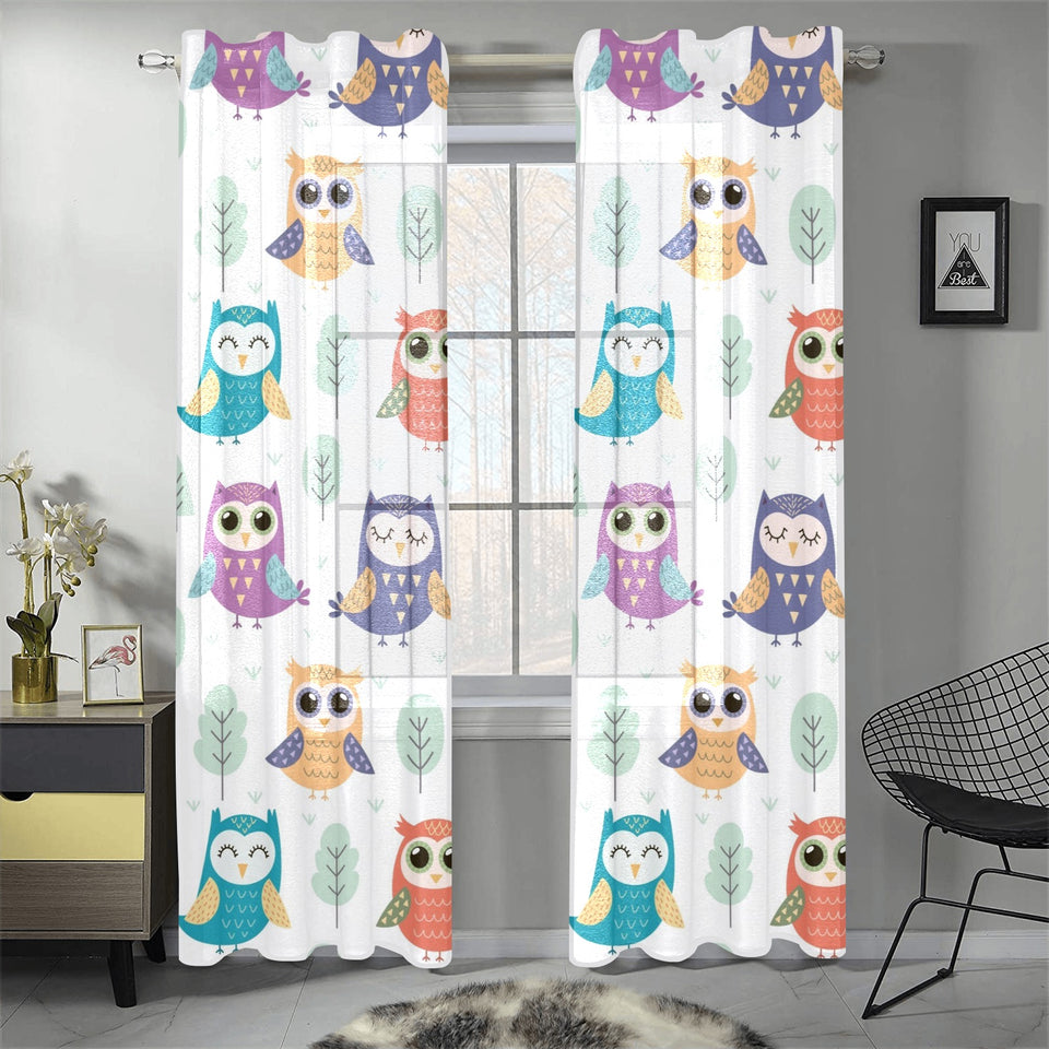 Cute owl pattern Gauze Curtain