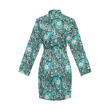 Elephants jungle pattern Women's Long Sleeve Belted Night Robe