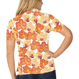 Orange yellow orchid flower pattern background Women's All Over Print Polo Shirt