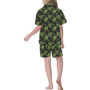 Green Peas Pattern Print Design 02 Kids' Boys' Girls' V-Neck Short Pajama Set