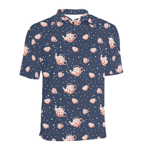 Tea pots Pattern Print Design 04 Men's All Over Print Polo Shirt