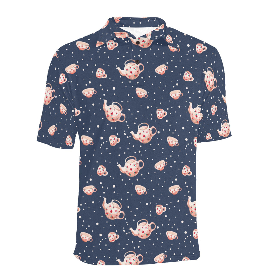 Tea pots Pattern Print Design 04 Men's All Over Print Polo Shirt