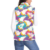 Colorful crow illustration pattern Women's Padded Vest