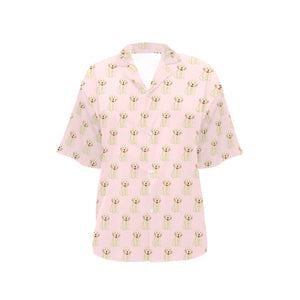 Golden Retriever Pattern Print Design 02 Women's All Over Print Hawaiian Shirt