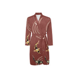 Koi Fish Carp Fish red background Men's Long Sleeve Belted Night Robe