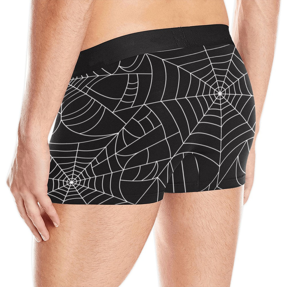 Spider web pattern Black background white cobweb Men's All Over Print Boxer Briefs Men's Underwear