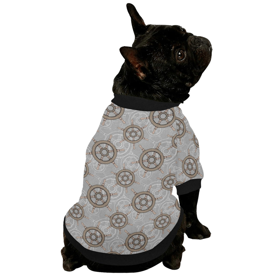 nautical wood steering wheel pattern All Over Print Pet Dog Round Neck Fuzzy Shirt