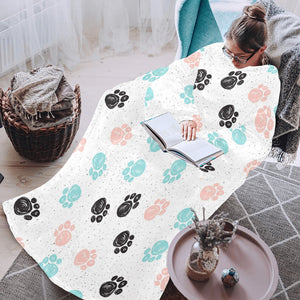 Dog Paws Pattern Print Design 04 Blanket Robe with Sleeves