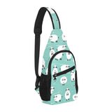 Cute sheep green background All Over Print Chest Bag