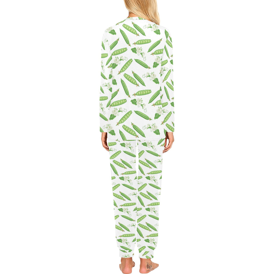 Green Peas Pattern Print Design 04 Women's All Over Print Pajama Set