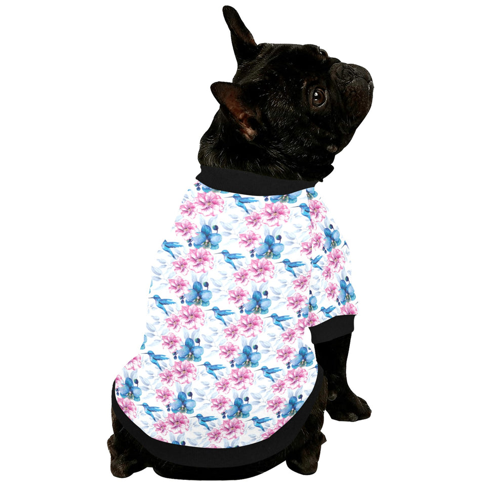 Hummingbird Pattern Print Design 02 All Over Print Pet Dog Round Neck Fuzzy Shirt