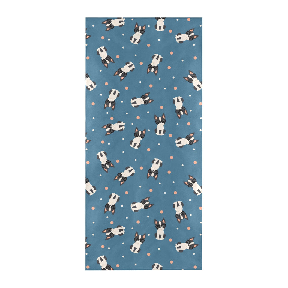 Cute boston terrier dog spattern Beach Towel