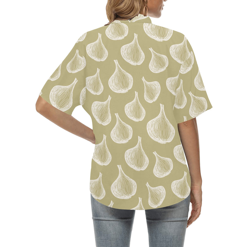 Garlic design pattern Women's All Over Print Hawaiian Shirt