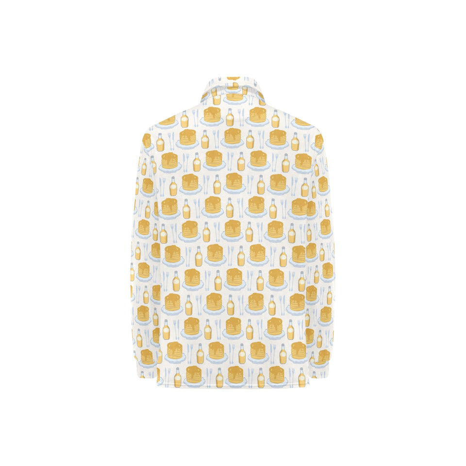 Pancake Pattern Print Design 05 Women's Long Sleeve Polo Shirt