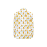 Pancake Pattern Print Design 05 Women's Long Sleeve Polo Shirt